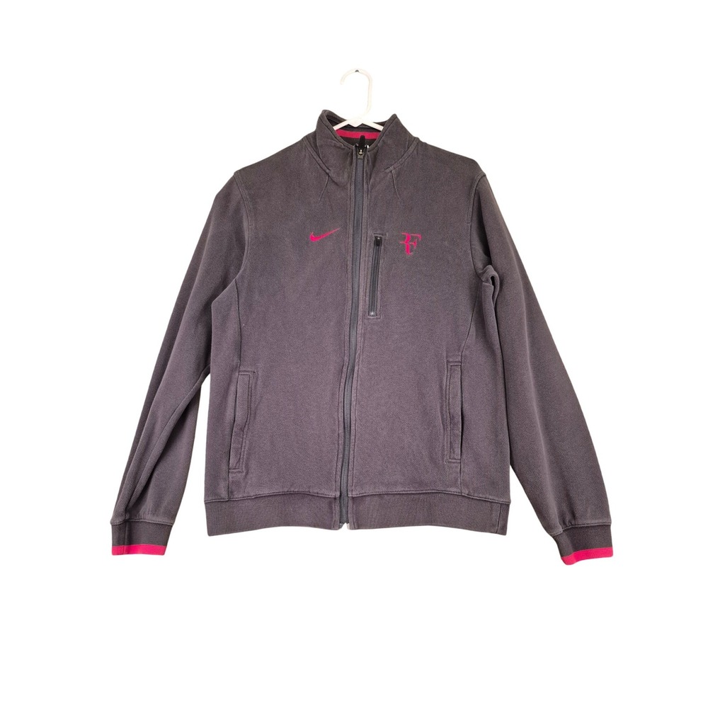 Nike Roger Federer RF Full Zip Tennis Jacket Cotton Blend Mens Faded Grey Small